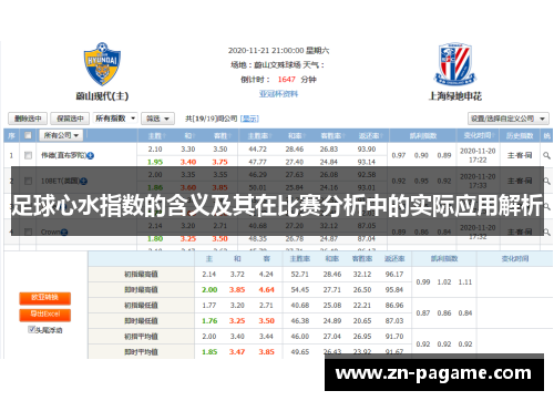 足球心水指数的含义及其在比赛分析中的实际应用解析 足球心水指数的含义及其在比赛分析中的实际应用解析
